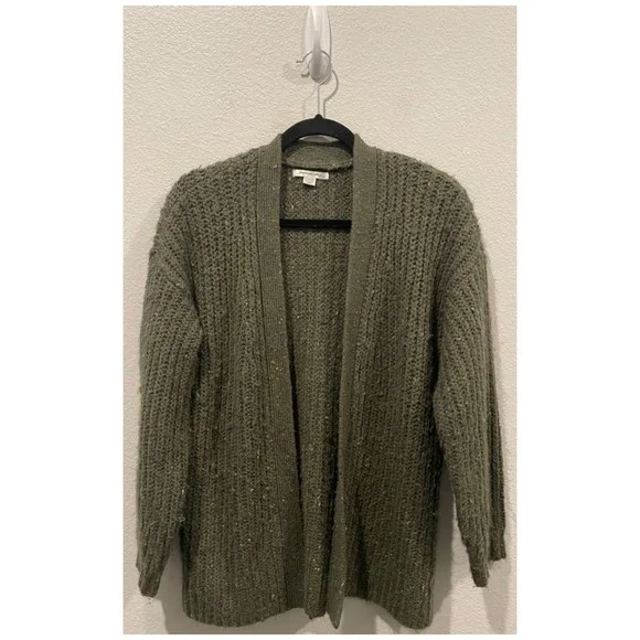 Grey Ae Slouchy Cable Cardigan Sweater American Eagle Outfitters